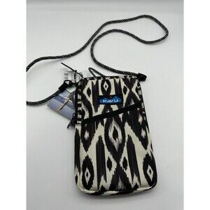 KAVU Shadow Ikat Black White Rope Crossbody Essential Case Wallet Bag